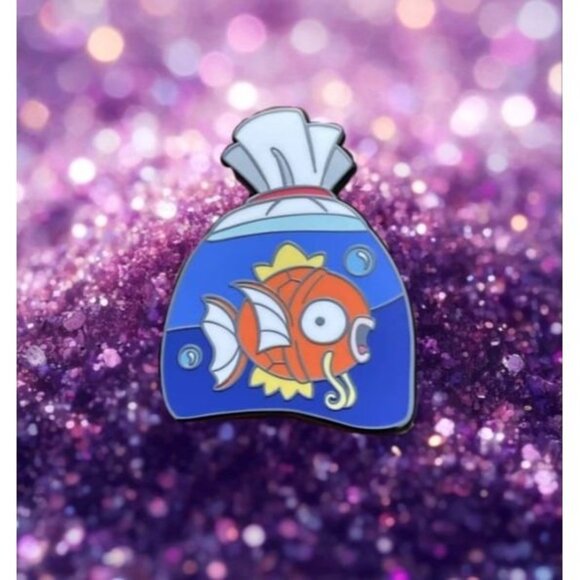Golden Splash: Magikarp in a Mystic Goldfish Bag Enamel Pin - Picture 1 of 5